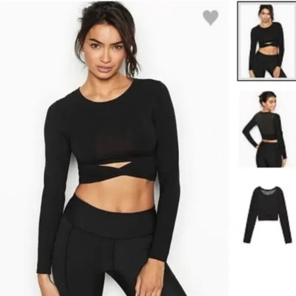 VS Rose Pink Twist-Front Mesh Back Cut-Out Sport Top - Picture 3 of 6